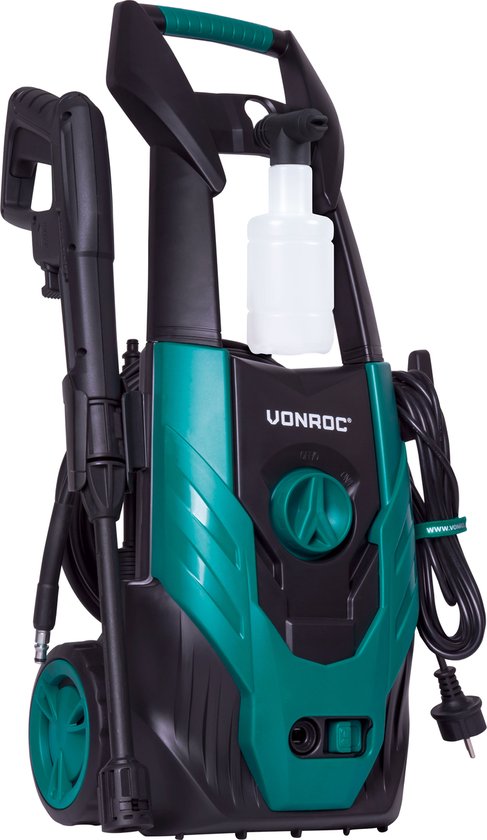 VONROC Hogedrukreiniger V14-2 - 1400W - 110 bar - 390 l/u - Incl. 5m slang, reinigingsmiddelen flesje, terrasreiniger en meer