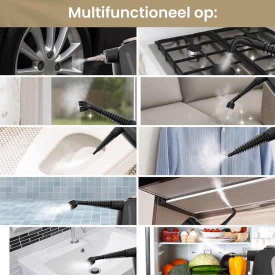 Vapore 11-in-1 Stoomreiniger - 1350W - 530ML - Incl. Opbergtas - Voor Vloer, Badkamer, Kleding en Bank - Tapijtreiniger - Handstoomreiniger - Handstomer - Stoomapparaat