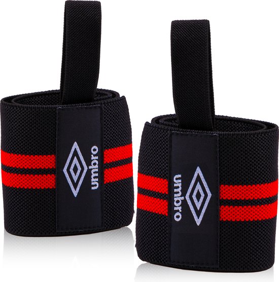 Umbro Polsbandages - 2 Stuks - Voor Fitness, Crossfit en Krachttraining - Rood/Zwart