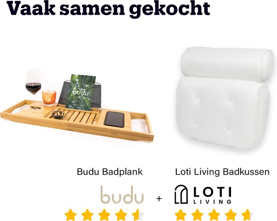 Budu Badplank Bamboe - Badplank voor in bad - Verstelbaar badrek - Houten badplank - Badrekje - Badplank hout - 70-105 cm