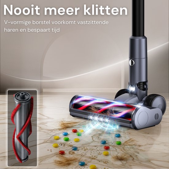 Vesora® Steelstofzuiger V1 Draadloos zonder Zak - Draadloze Stofzuiger - Kruimeldief Snoerloos - Vacuum Cleaner - Handstofzuiger - Stofzuiger Steel met Hepa Filter - Stofzuiger Huisdieren - Zakloze Stofzuiger