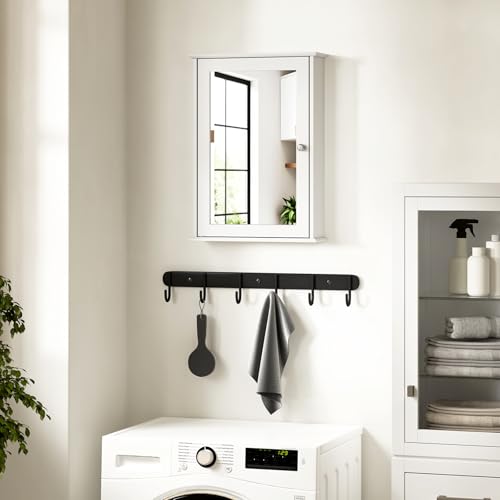 eSituro Toiletkast met Spiegeldeur en Verstelbare Plank Wit 42 x 58,5 x 12 cm