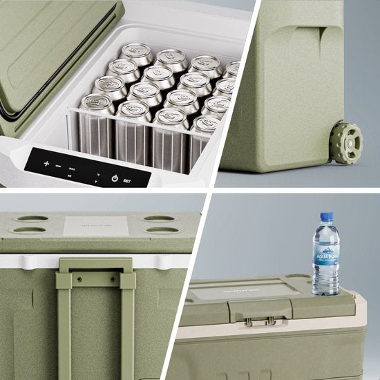 Auronic Elektrische Koelbox - Compressor - 40L - 12V en 240 volt - Camping Koelkast - Frigobox Auto - Met Wielen en Hendel - Groen