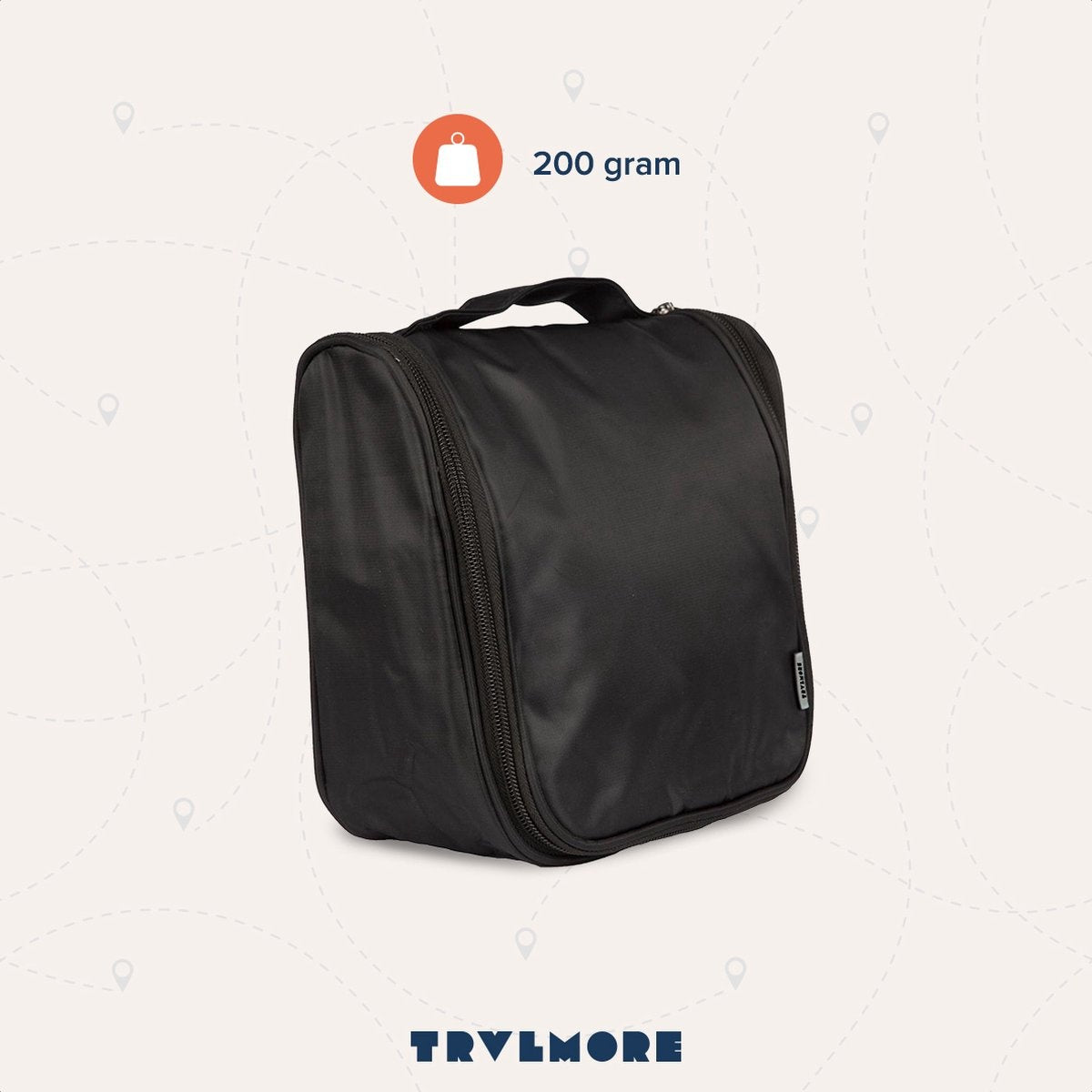TRVLMORE Toilettas - Hangend met Haak - Unisex - Zwart
