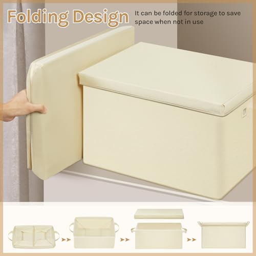 Woltu Opbergdoos met Deksel Set van 3 Crème 43 x 26 x 33 cm