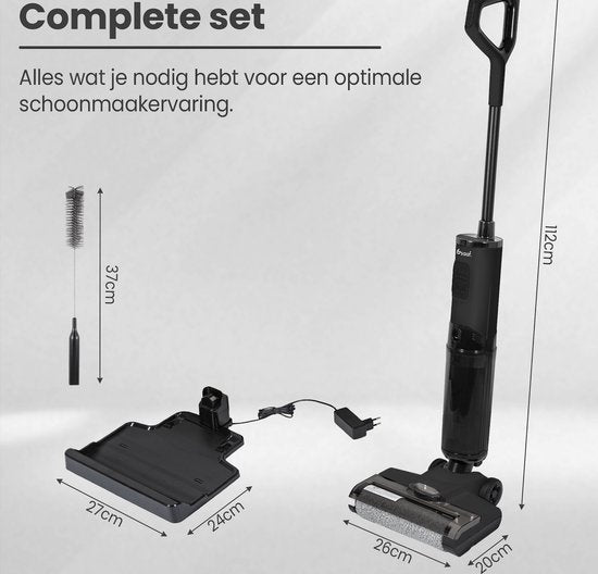 Vloerreiniger - 170W - Display, Reinigingsstation - Elektrische Dweil - Grijs - van Saaf
