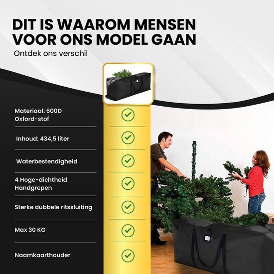 TTD® Kerstboom Opbergtas Zwart - 434 L - 600D Oxford Stof - Opbergbox