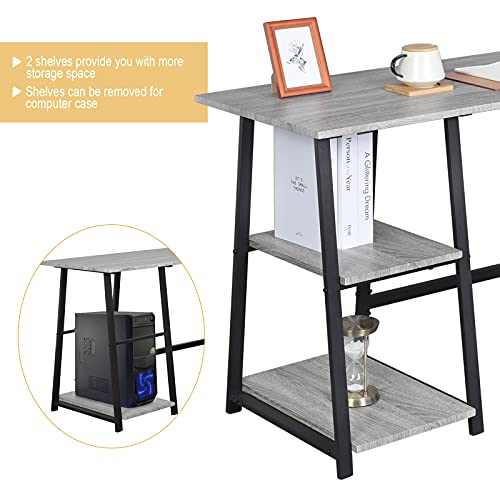 Woltu Bureau met Opbergruimte Industrieel Design - Grijs - 120 x 50 x 73 cm