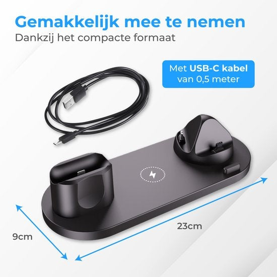 Nuvance - 6 in 1 Draadloze Oplader - Geschikt voor alle Qi Apparaten - Wireless Charger - Draadloze Opladers