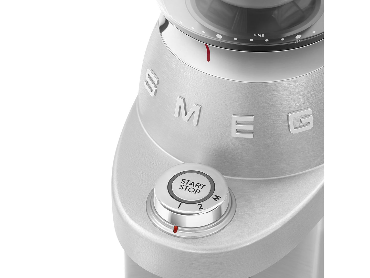 Smeg Aluminium Koffiemolen CGF02SSEU – Conische Maalschijf Met 50 Maalniveaus – Zilver / RVS
