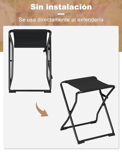 eSituro Campingtafel 2-in-1 met Afneembaar Blad - Zwart - 40,5 x 40,5 x 50 cm