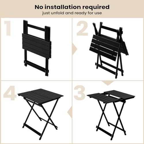 Woltu Opvouwbare Campingtafel Aluminium Zwart 50,5 x 47 x 59,5 cm