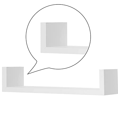 Woltu Wandplank Set U-vormig - MDF Wit - 3 Maten: 26x9,6x6 cm, 34x9,6x7,5 cm, 42x9,7x9 cm