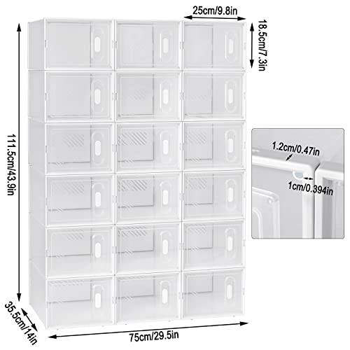 Woltu Opbergdozen voor Schoenen - Kunststof - 18 Stuks - 25x19x35 cm - Transparant