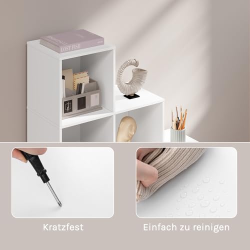 Woltu Boekenkast Trapvormige Plank met 10 Vakken Wit 120 x 30 x 120 cm