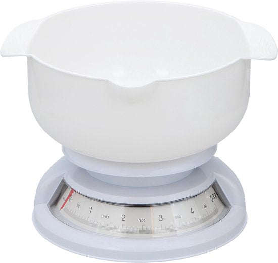 Alpina Keukenweegschaal met Kom - tot 5 kg - Wit - 24x11x23cm