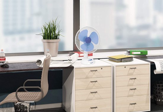 Bestron Tafelventilator Ø 35cm, Ventilator met 3 snelheidsstanden & 75° graden draaifunctie, 40Watt, DDF35W, kleur: wit