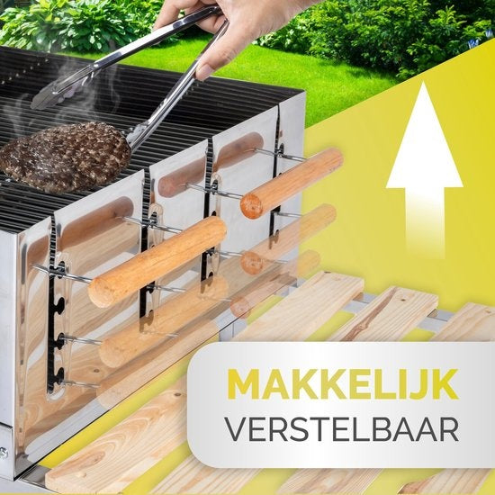 BBQ-collectie houtskoolbarbecue - BBQ met tafel - Buitenkeukenbarbecue in hoogte verstelbaar - 98 x 56 x 85 cm