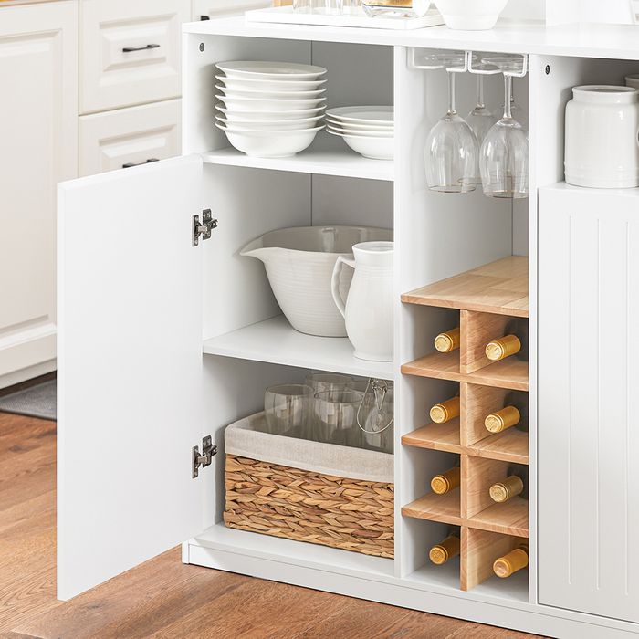 Sobuy Keukeneiland met geïntegreerde tafel - Wit - 102x60x105 cm