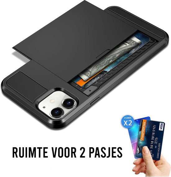 Telefoonhoesje Geschikt voor Iphone 14 Hoesje Met Pasjeshouder En Screenprotector Beschermglas