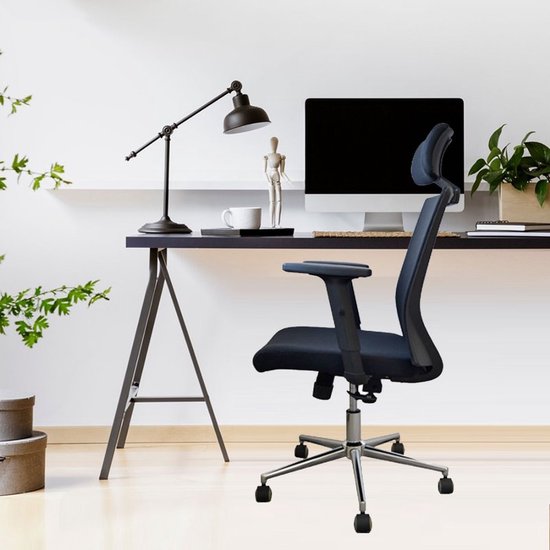 BRASQ OC400 Ergonomische Bureaustoel Zwart met Hoofdsteun - Bureaustoelen - Bureaustoelen voor Volwassenen - Gaming stoel 50 x 49 x 118 cm