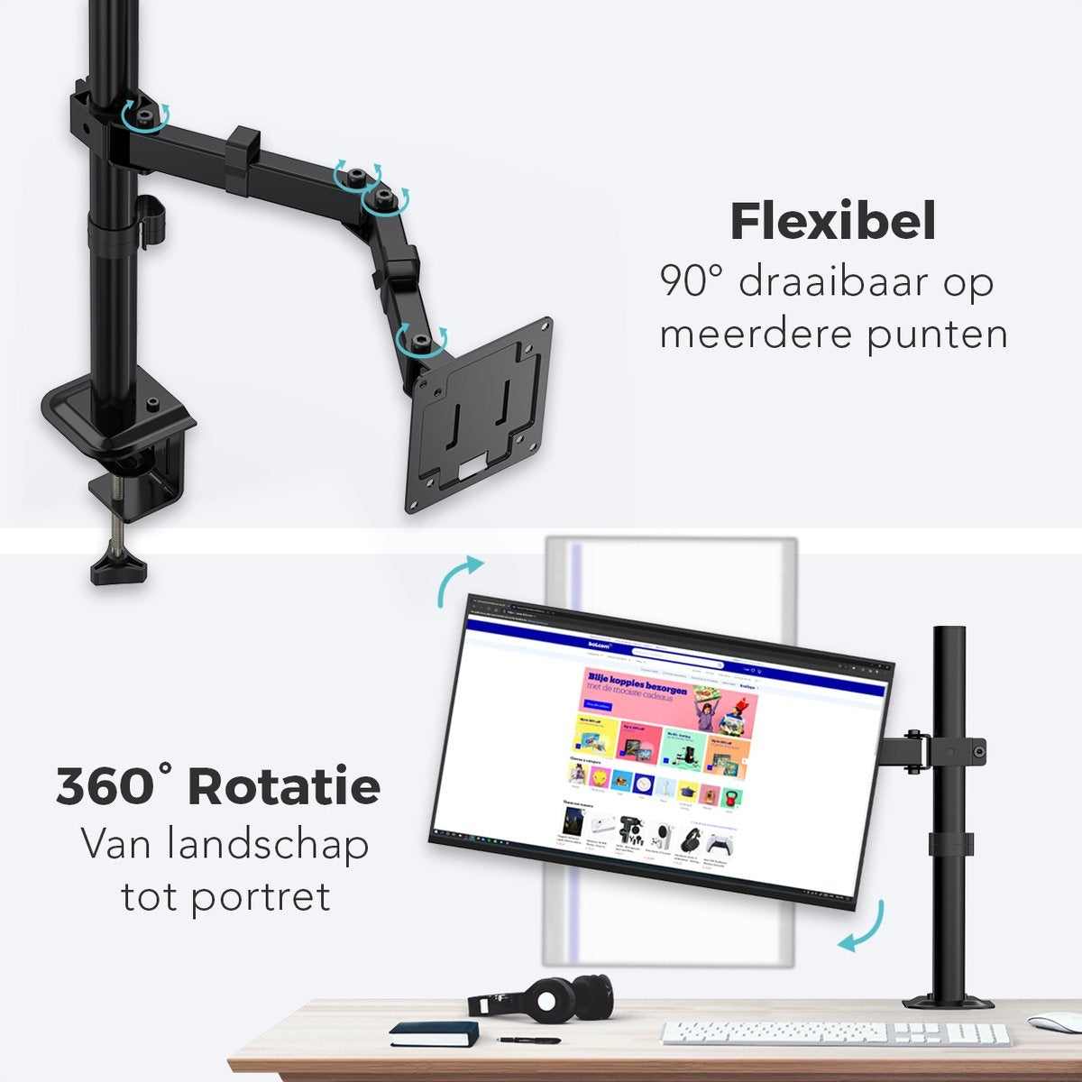 Auronic Monitor Arm - 1 Scherm - 13 tot 32 Inch - Verstelbaar - Staal - Zwart
