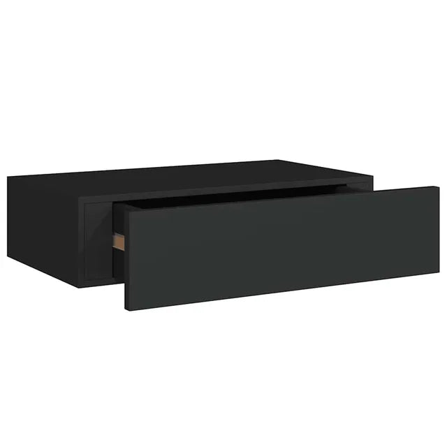 vidaXL Wandplanken met Lade Set van 2 - 40 x 23,5 x 10 cm - MDF en Metaal - Zwart