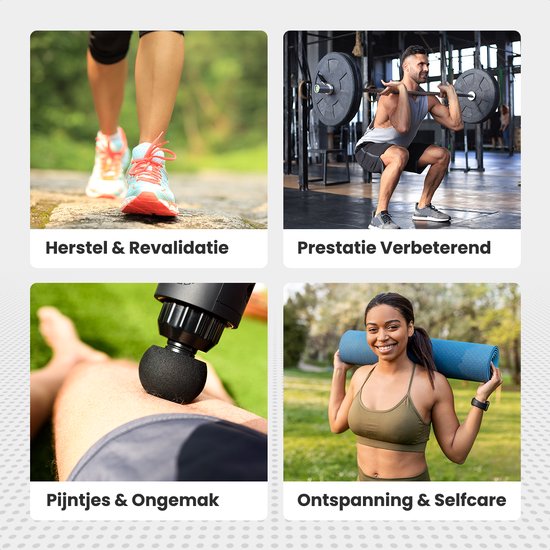 Auronic Massage Gun - Sport en Relax Massage - Massage pistool - 6 Opzetstukken - 30 Standen - Professioneel Massage Apparaat - Zwart