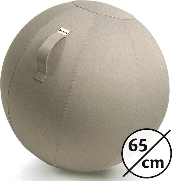 Bckz Zitbal Kantoor en Thuis 65 CM - Luxe Yoga Bal - Zitballen met Hoes - Ergonomische Bureaustoel Bal - Linnen Zandgrijs