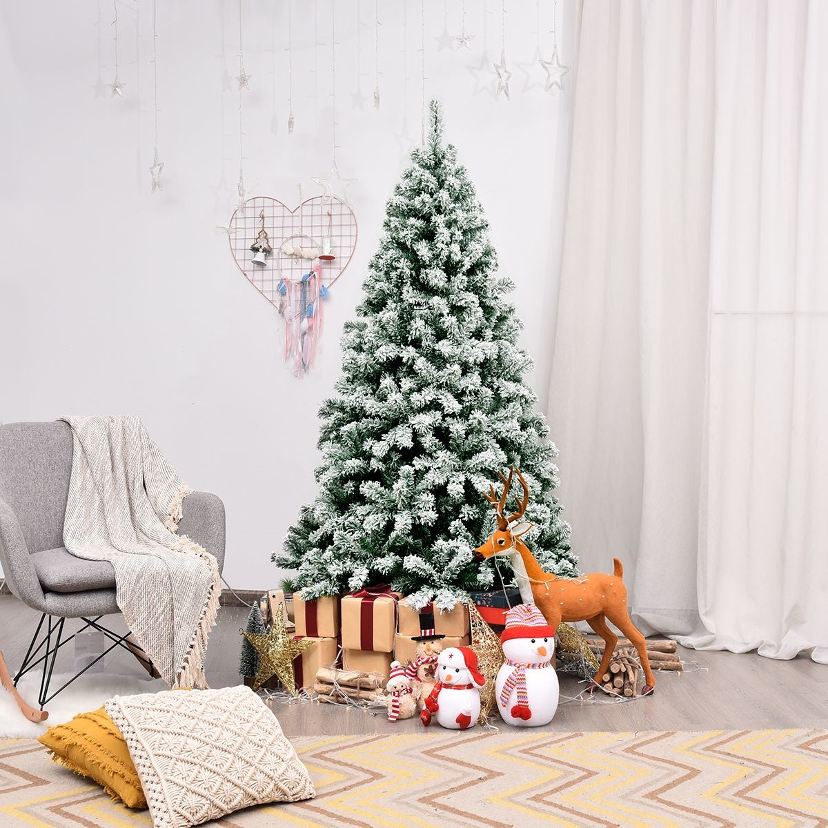 Coast Hoge Kunstkerstboom MET Warme LED Lampjes Sneeuwbedekt - 180 cm