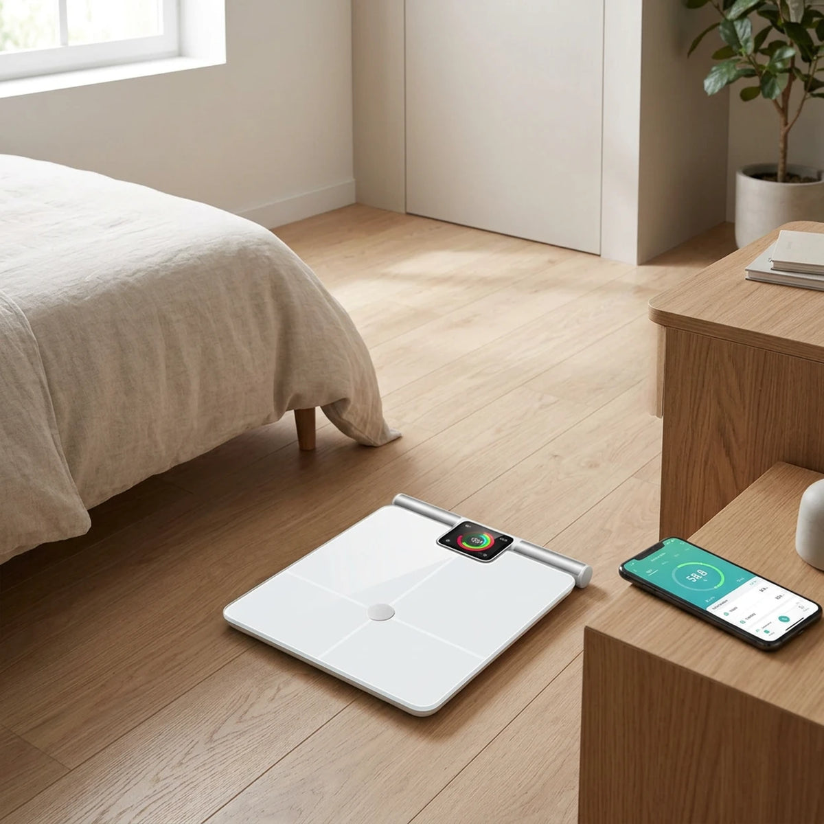 8-Elektrode Slimme Lichaamsanalyse Weegschaal - 33.15 × 30.15 × 3.4 cm - 180 kg - TFT-Kleurendisplay - WiFi & Bluetooth