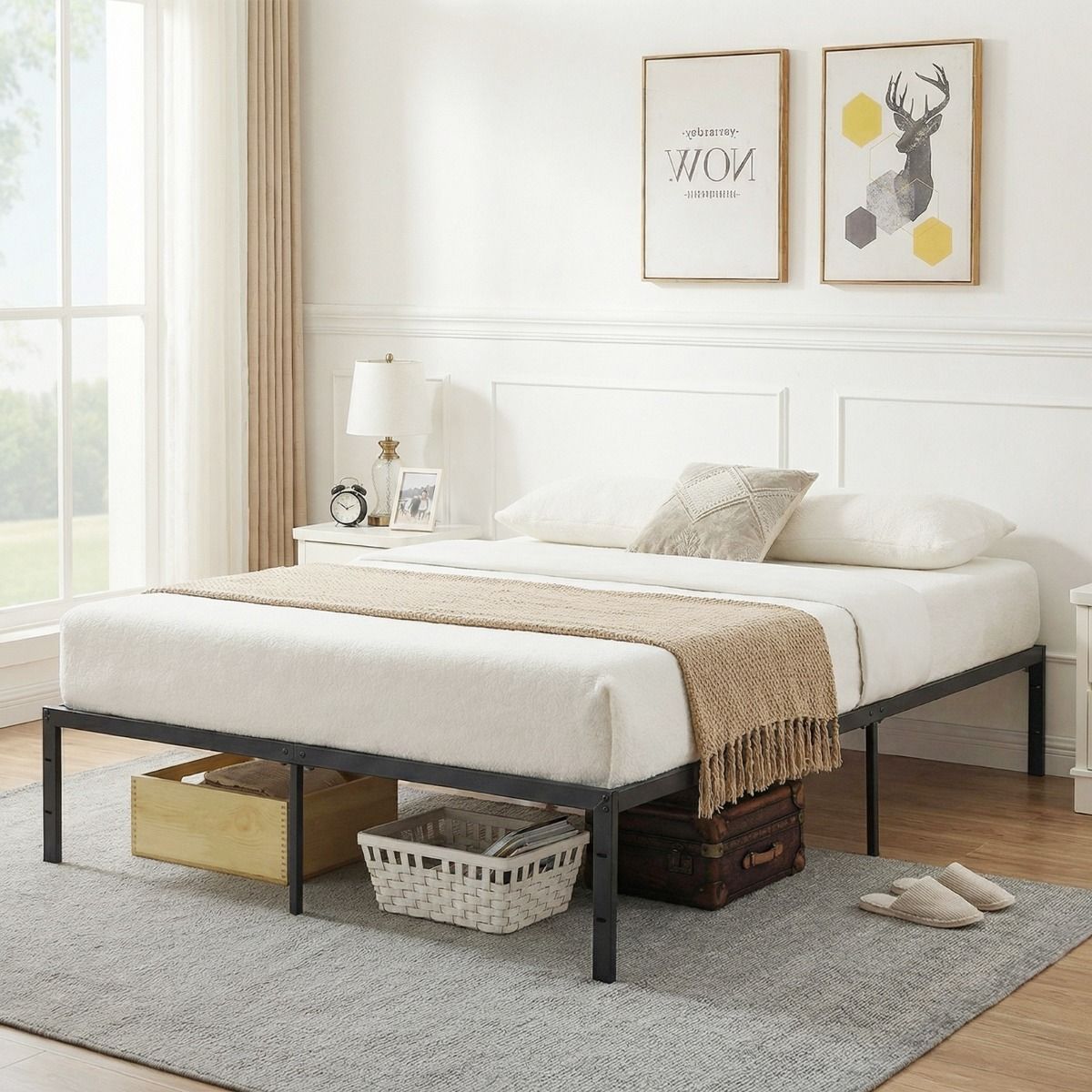 Coast Platformbed - metalen lattenbodem - opbergruimte onder het bed - 160 x 200 cm - zwart