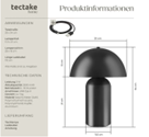 tectake Kleine retro-tafellamp Kade, dimbaar, Zwart