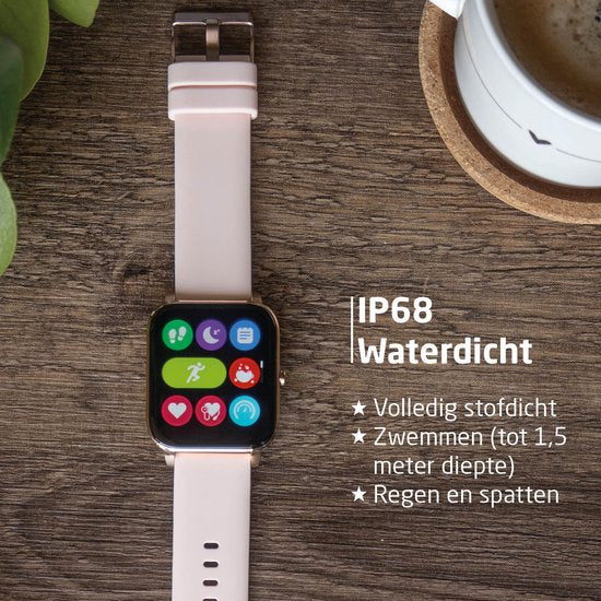 BREND Smartwatch voor Dames en Heren - Stappenteller, Bloeddrukmeter en Hartslagmeter - Sporthorloge - Waterdicht – Roze