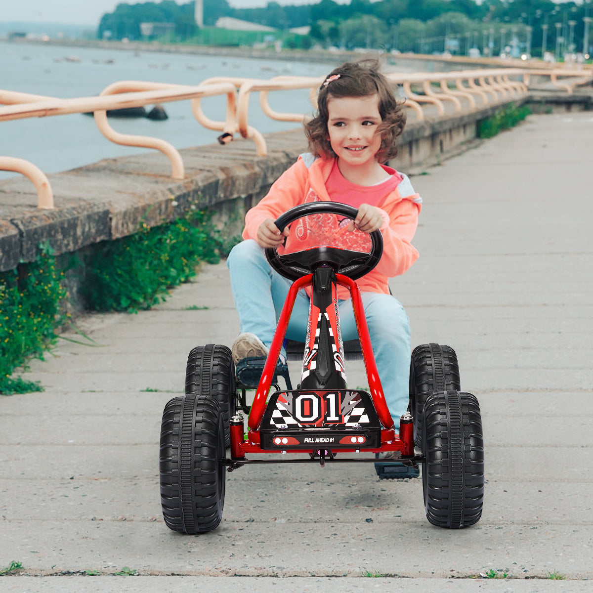 Coast Kart Go Pedaalwagen 30kg Pedaalvoertuig Met Handrem - 3-6 jaar - Rood