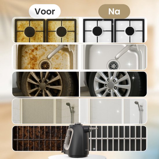Vapore 11-in-1 Stoomreiniger - 1350W - 530ML - Incl. Opbergtas - Voor Vloer, Badkamer, Kleding en Bank - Tapijtreiniger - Handstoomreiniger - Handstomer - Stoomapparaat
