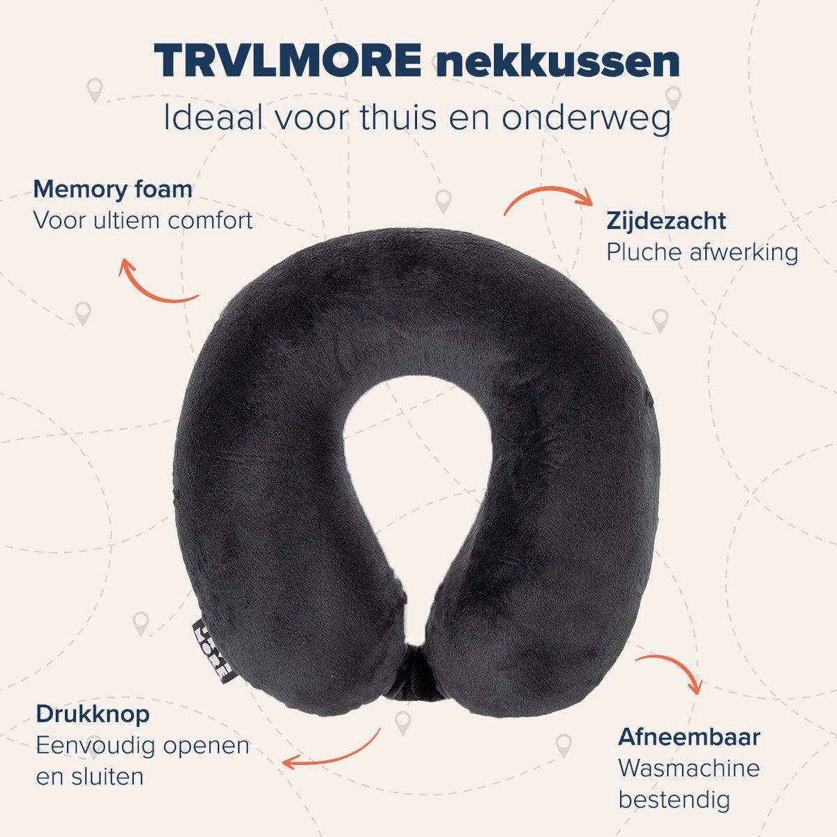 TRVLMORE Nekkussen - Reiskussen voor Vliegtuig en Auto - U Vorm - Memory Foam - Zwart