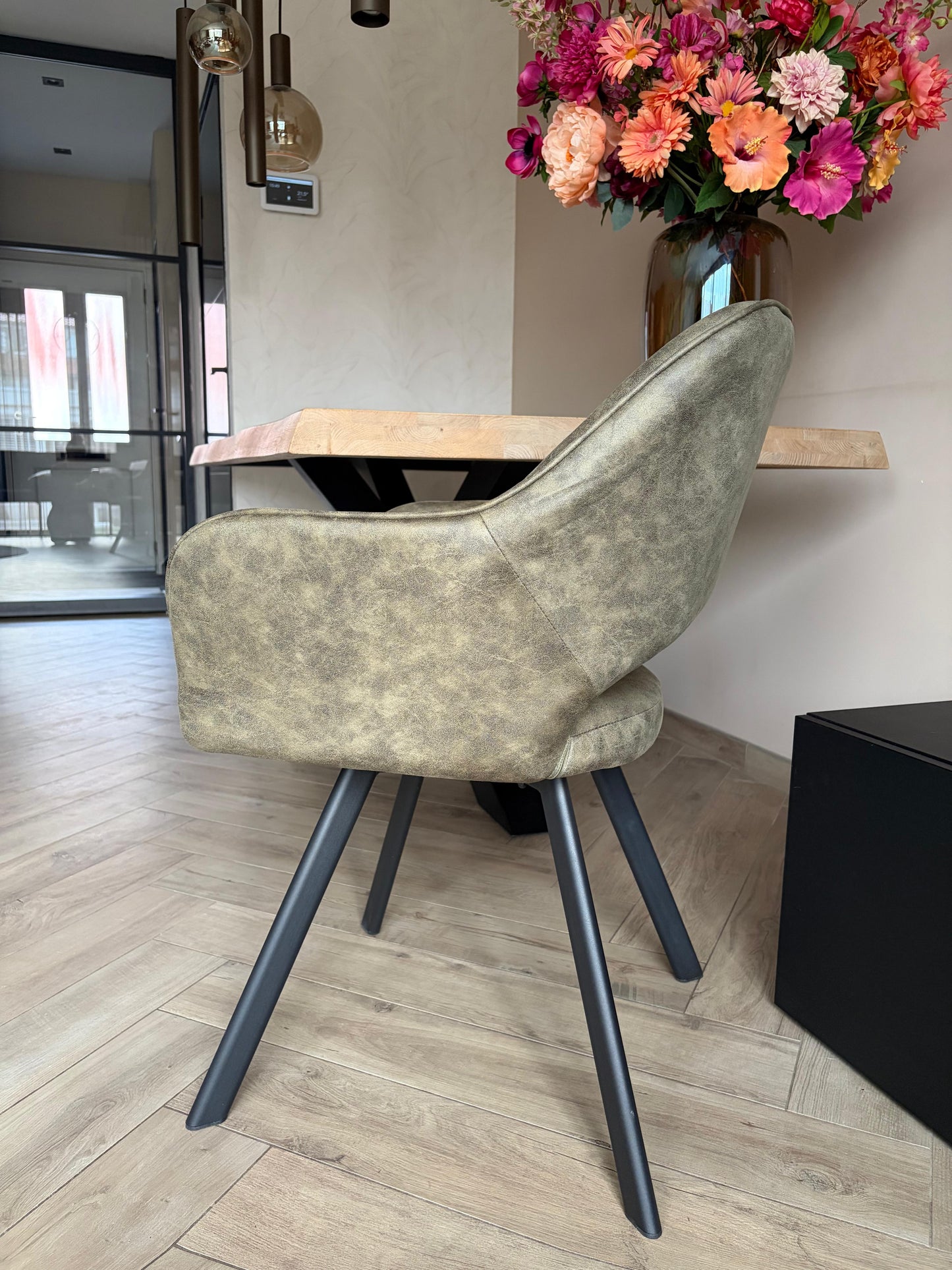 Meubel31 Tenno Draaibare Eetkamerstoelen Set van 2 - Microvezel - 55 x 45 x 88 cm - 360° Draaibaar