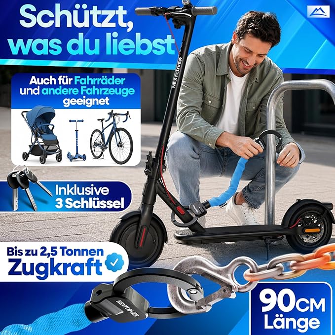 NEXTCOVER E-Scooter Slot - Handboeislot - 90 cm - 3 Sleutels - Weerbestendig