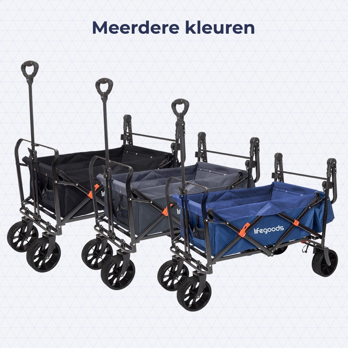 LifeGoods Bolderkar – Inklapbaar – max. 120 kg – 120 x 61 x 80 cm – Zwart