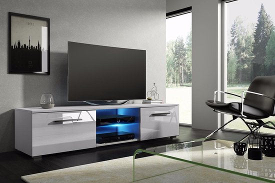 TV meubel TV kast Tenus zonder LED verlichting body wit front hoogglans wit
