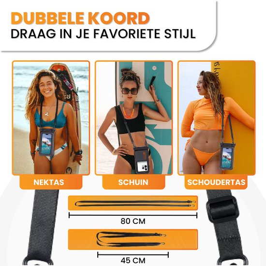 Drivv. Waterdicht Telefoonhoesje – Drijvend - Dubbele Klipsluiting - Tot 6.8 inch – Onderwater Hoesje telefoon - Zwart