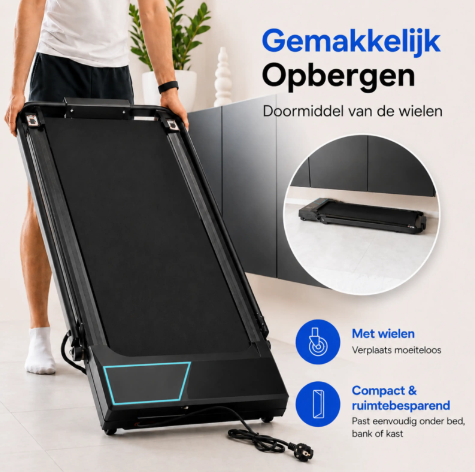 Sportfloww Elektrische Loopband - 1-12 km/u - 9% Helling - Inklapbaar - App & Afstandsbediening - Zwart