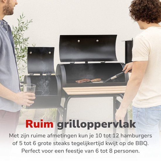 alpina Smokerbarbecue - BBQ Smoker - met Aparte Smoker - Instelbare Schoorsteen - 104 x 58 x 114 cm