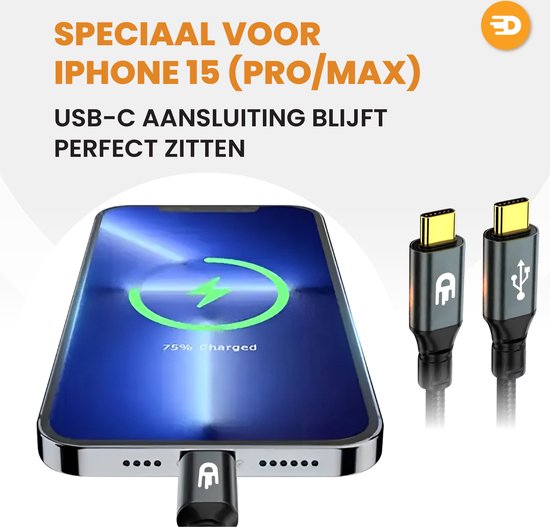 Drivv. USB C Kabel naar USB C 3.2 - 100w Snellader - 4K 60Hz - 20GBs - 3 Meter - Geschikt voor Samsung, Macbook, iPhone 15 & Meer - Nylon - Grijs