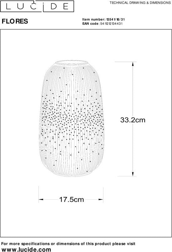 Lucide FLORES - Tafellamp - Ø 17,5 cm - 1xE14 - Wit - Japandi
