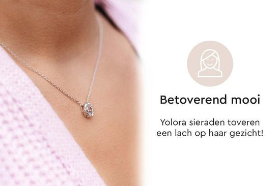 Yolora Dames Ketting met Ronde Hanger - Kalpa Camaka Kristal - Zilverkleurig - 18K Witgoud Verguld - Vrouwen Collier Zilver - Sieraden - Luxe Giftbox Geschenkdoos - Cadeau doos - Exclusieve Geschenkverpakking - Mooie Cadeauverpakking