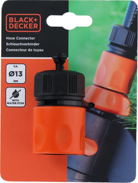 BLACK+DECKER Kraanaansluiting 1/2'' - ⌀ 13 MM - Koppelstuk - Kunststof - Zwart