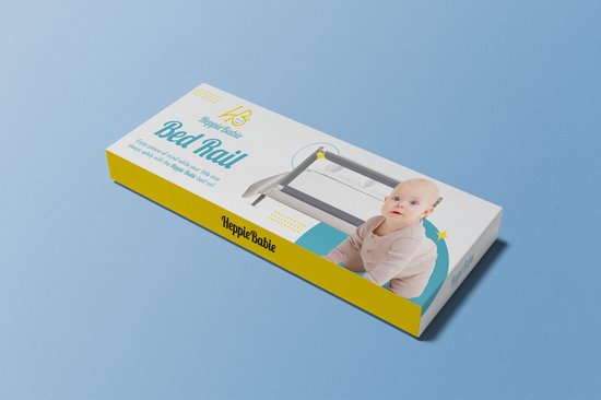 HeppieBabie Bedhekje - Universeel - Extra Lang 150 CM - Verstelbaar - Grijs met opvangnet - Bedrand - Bedrail - Bedrek
