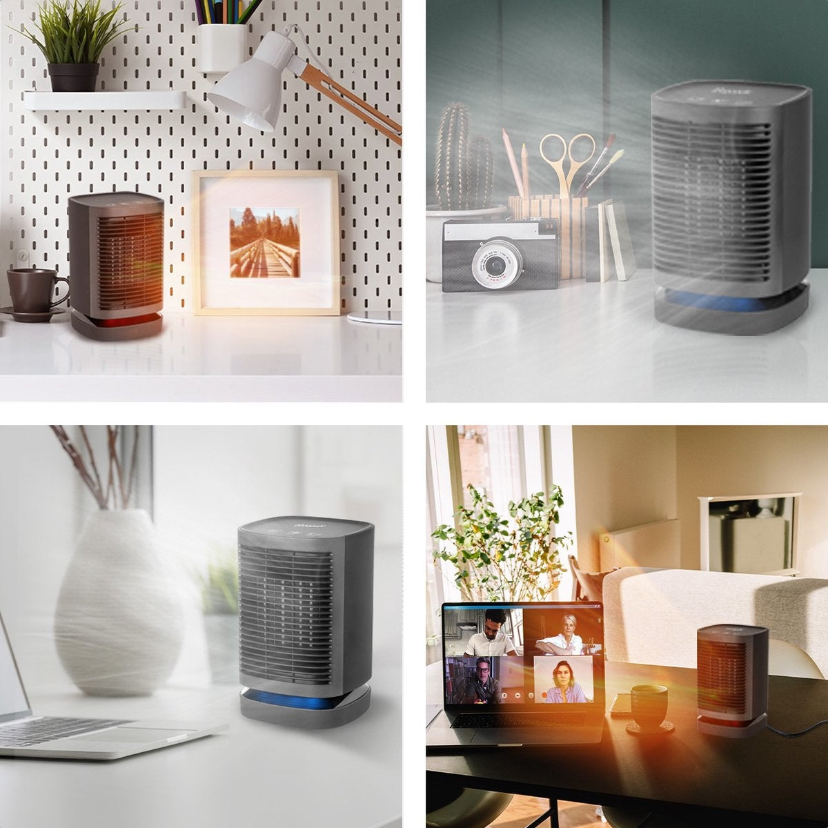 Auronic Elektrische Kachel - Ventilatorkachel - 3 Standen - 950W Heater - Keramische Kachel met LED Indicatie - Roterend - Zwart